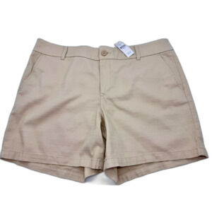 NWT LOFT Beige Sand Linen Look Tailored Shorts Size 16 High Rise Stretch Summer